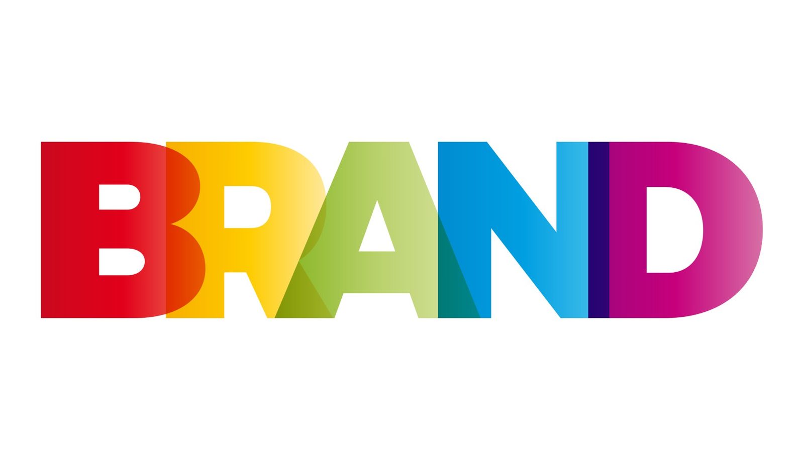 Colorful overlapping letters spelling the word brand